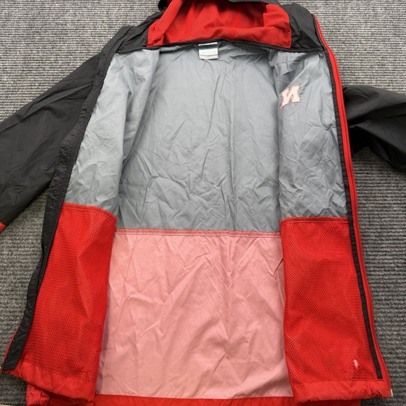 Nebraska Huskers Columbia Full Zip Hooded Windbreaker Jacket Men's Medium Rain - Picture 6 of 8